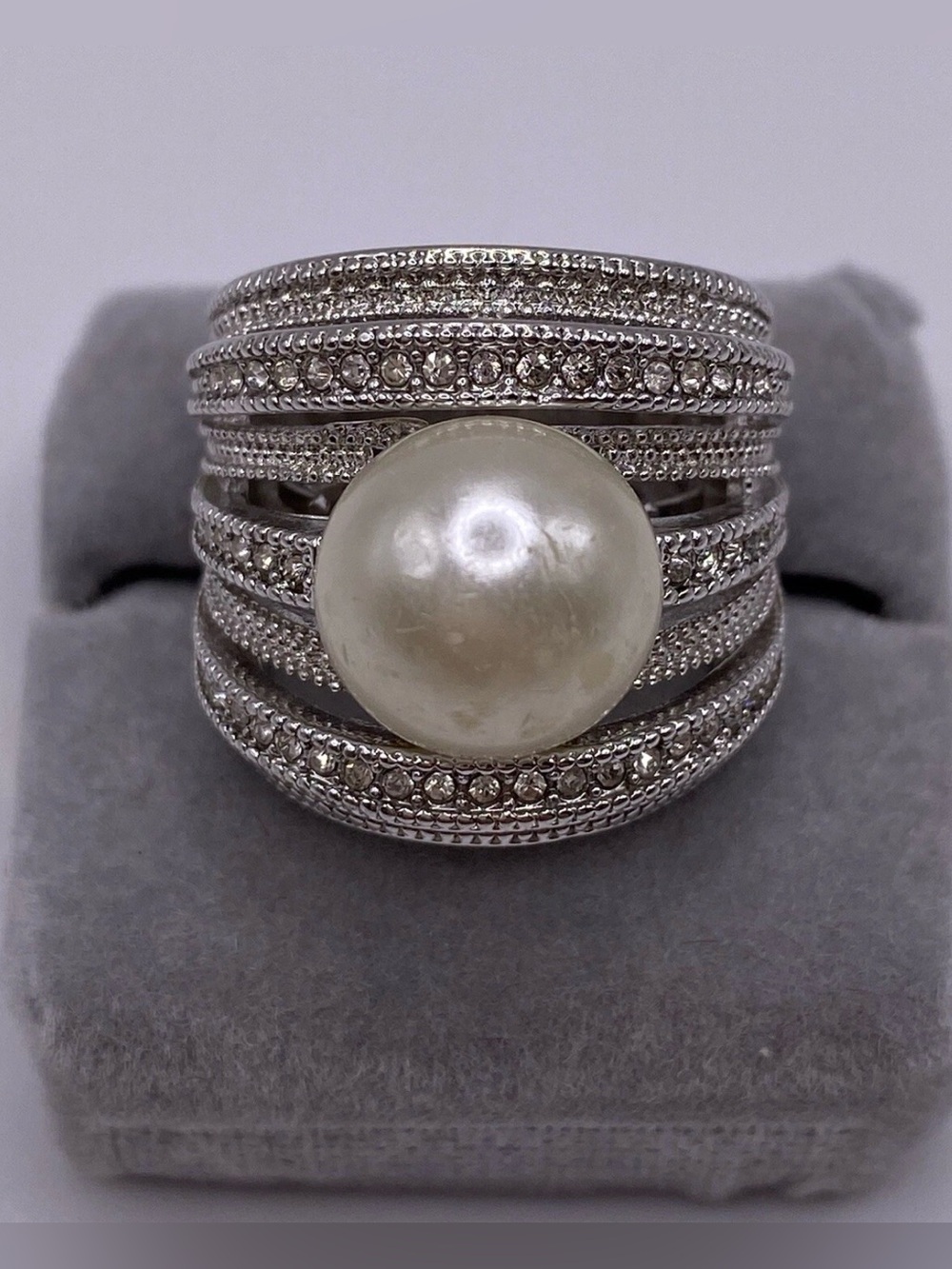 Nataliya V Collister NVC Pearl Solid Sterling Silver 925 statement Ring